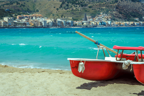 boat in naxos beach