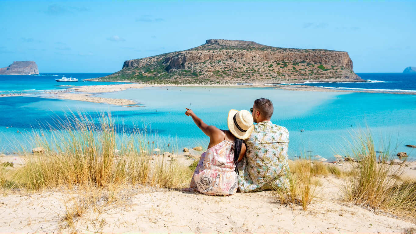 couple at the Balos beach of Crete