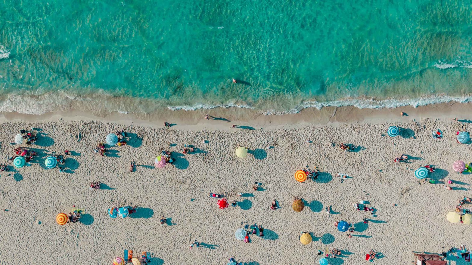 Aerial view of Ilıca beach in Cesme, Izmir, Turkey