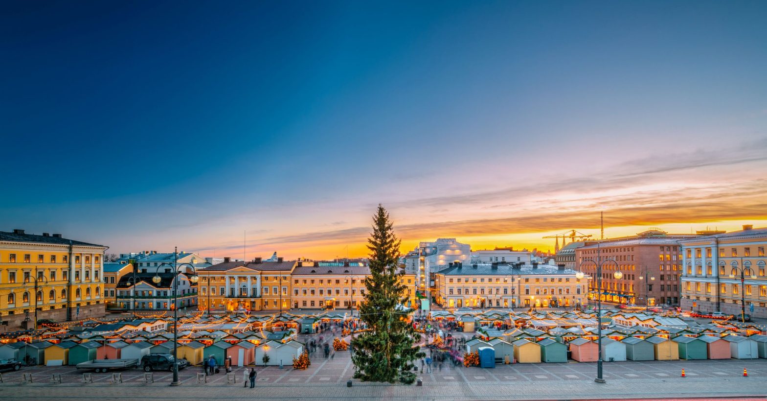 A colourful winter market in Helskini, Finland.
